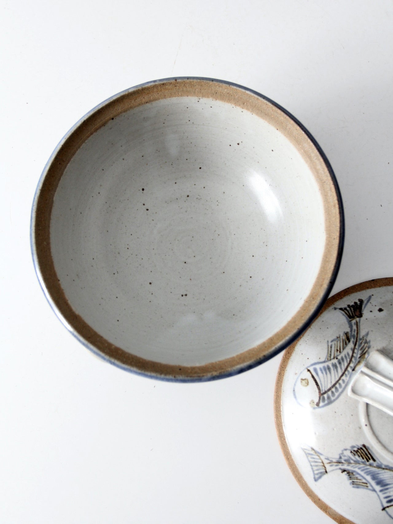 vintage studio pottery covered bowl