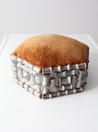 antique spool art footstool