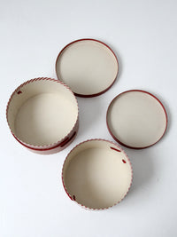 vintage candy cane stripe hat boxes pair