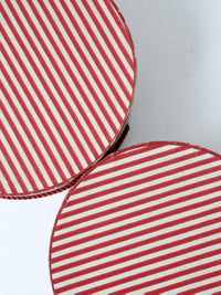 vintage candy cane stripe hat boxes pair