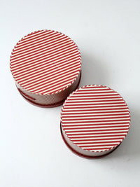 vintage candy cane stripe hat boxes pair