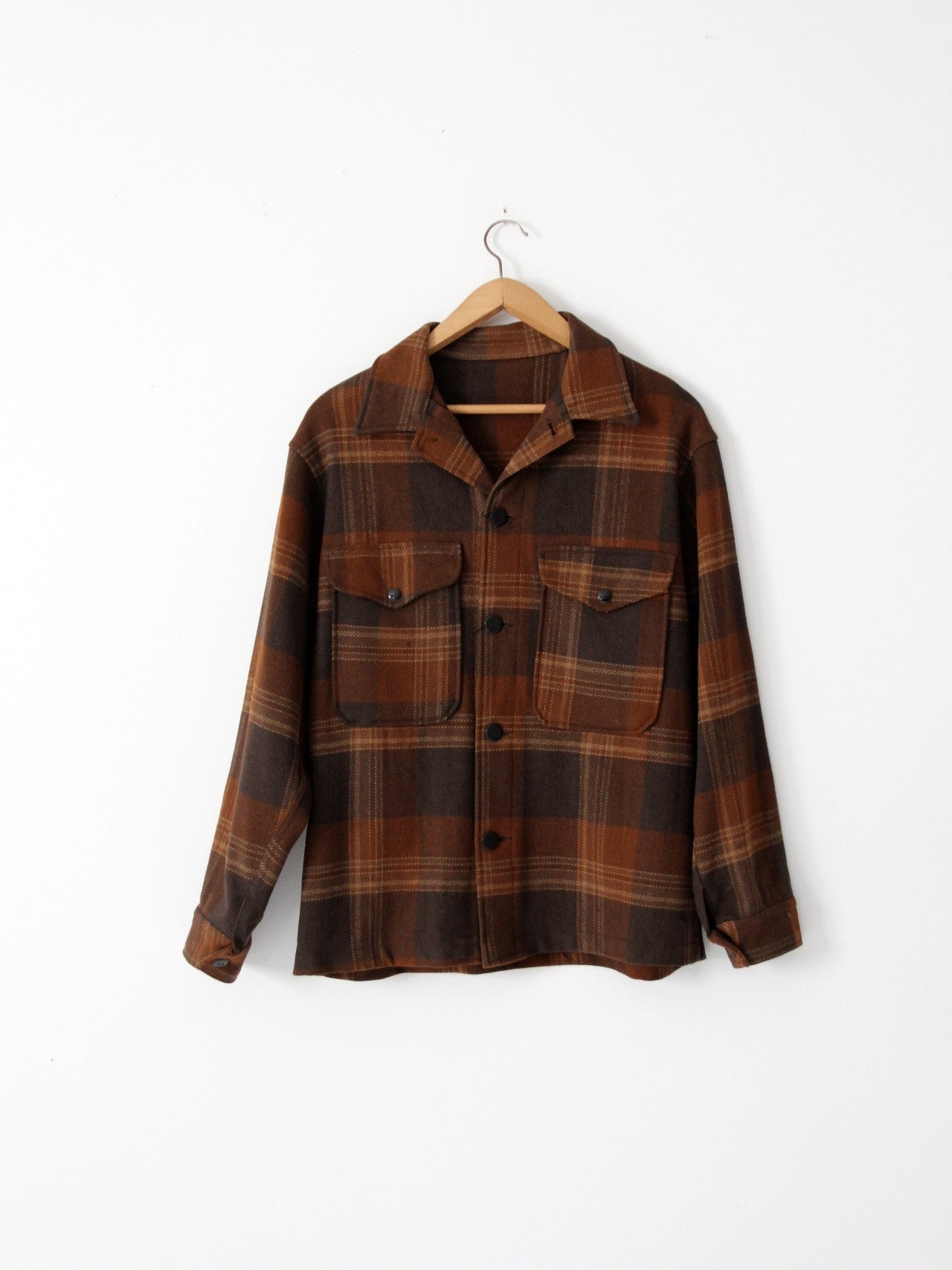 vintage 60s wool plaid shirt jacket