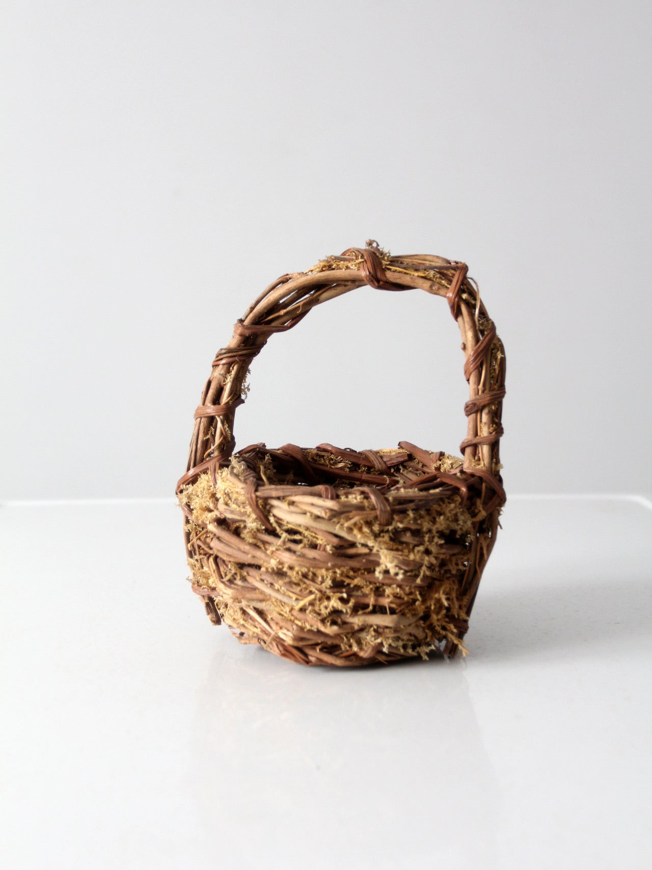 vintage twig & moss basket