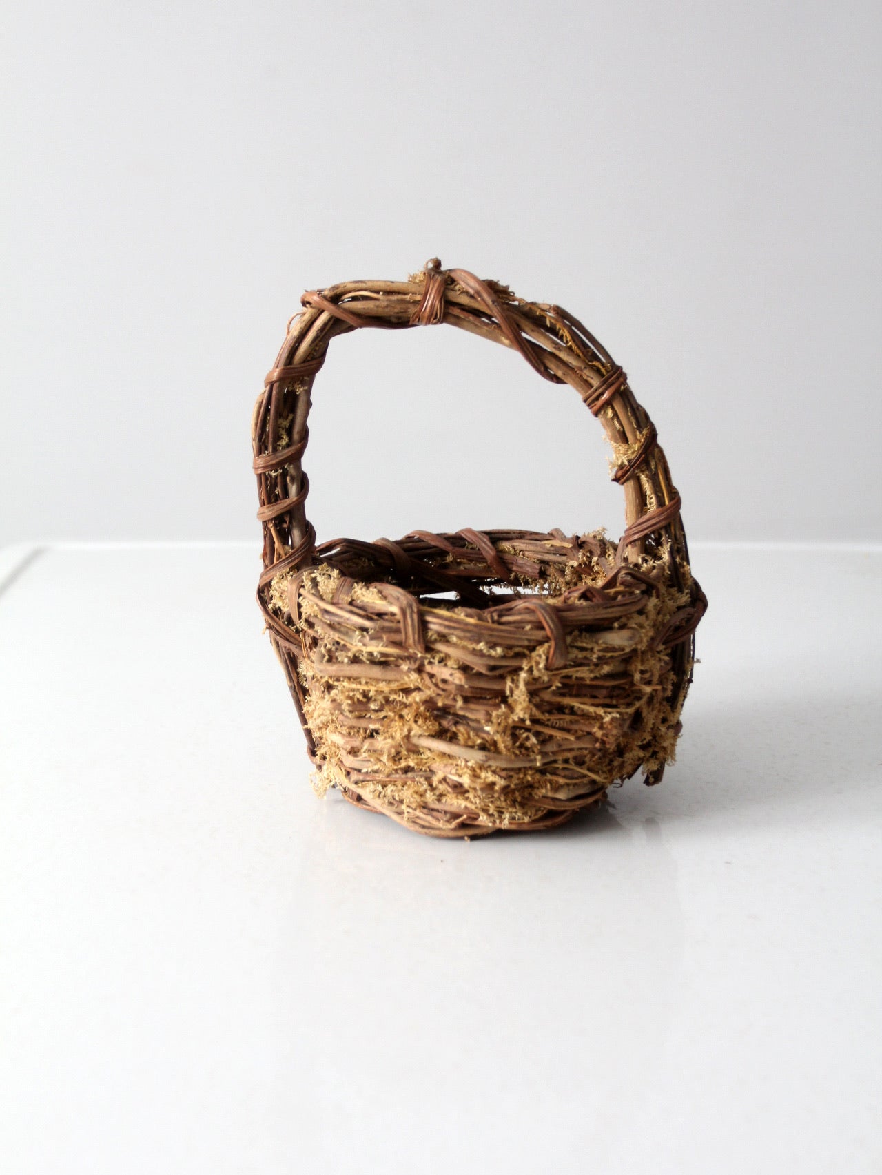 vintage twig & moss basket
