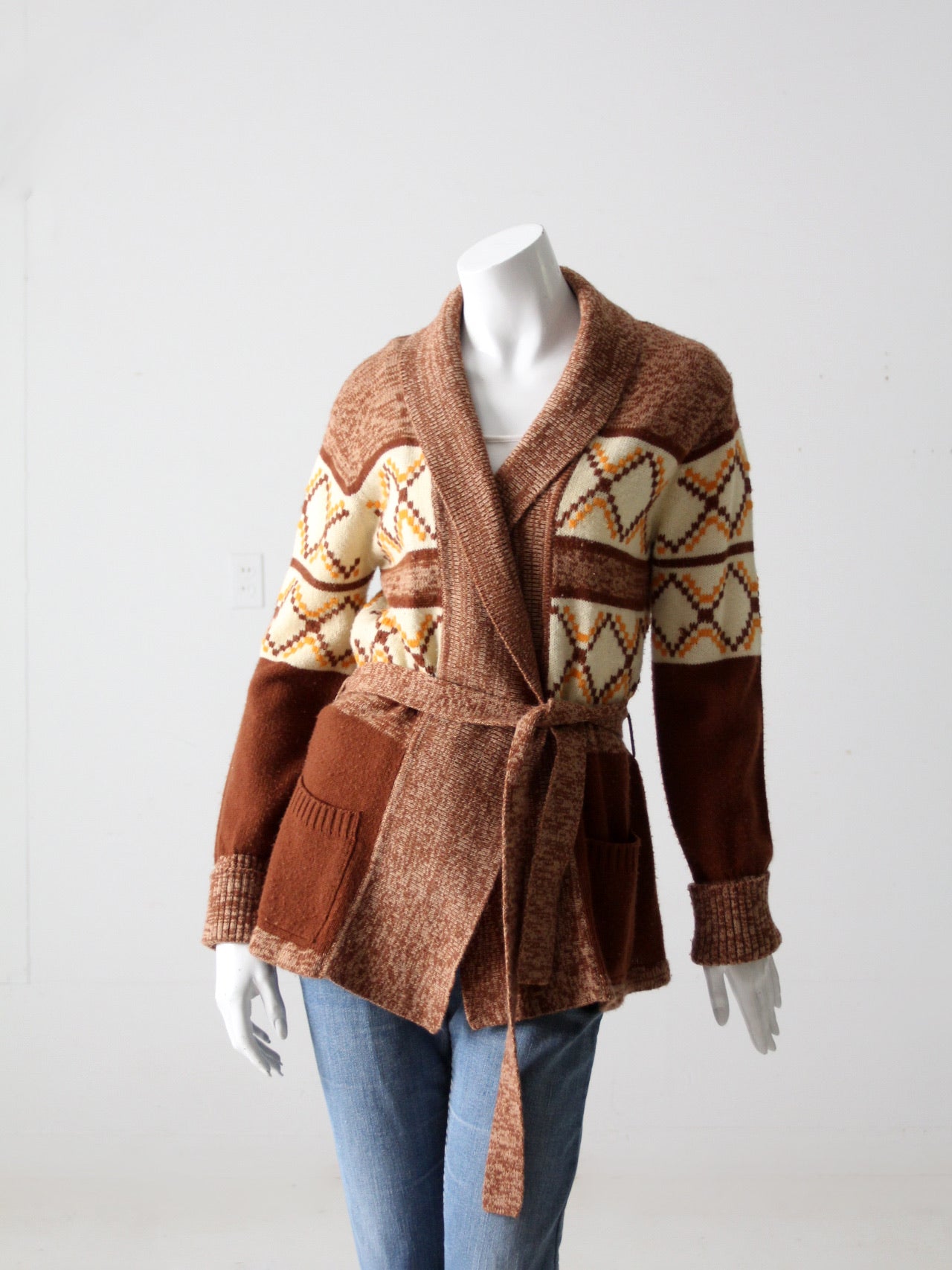 vintage 70s hippie wrap sweater