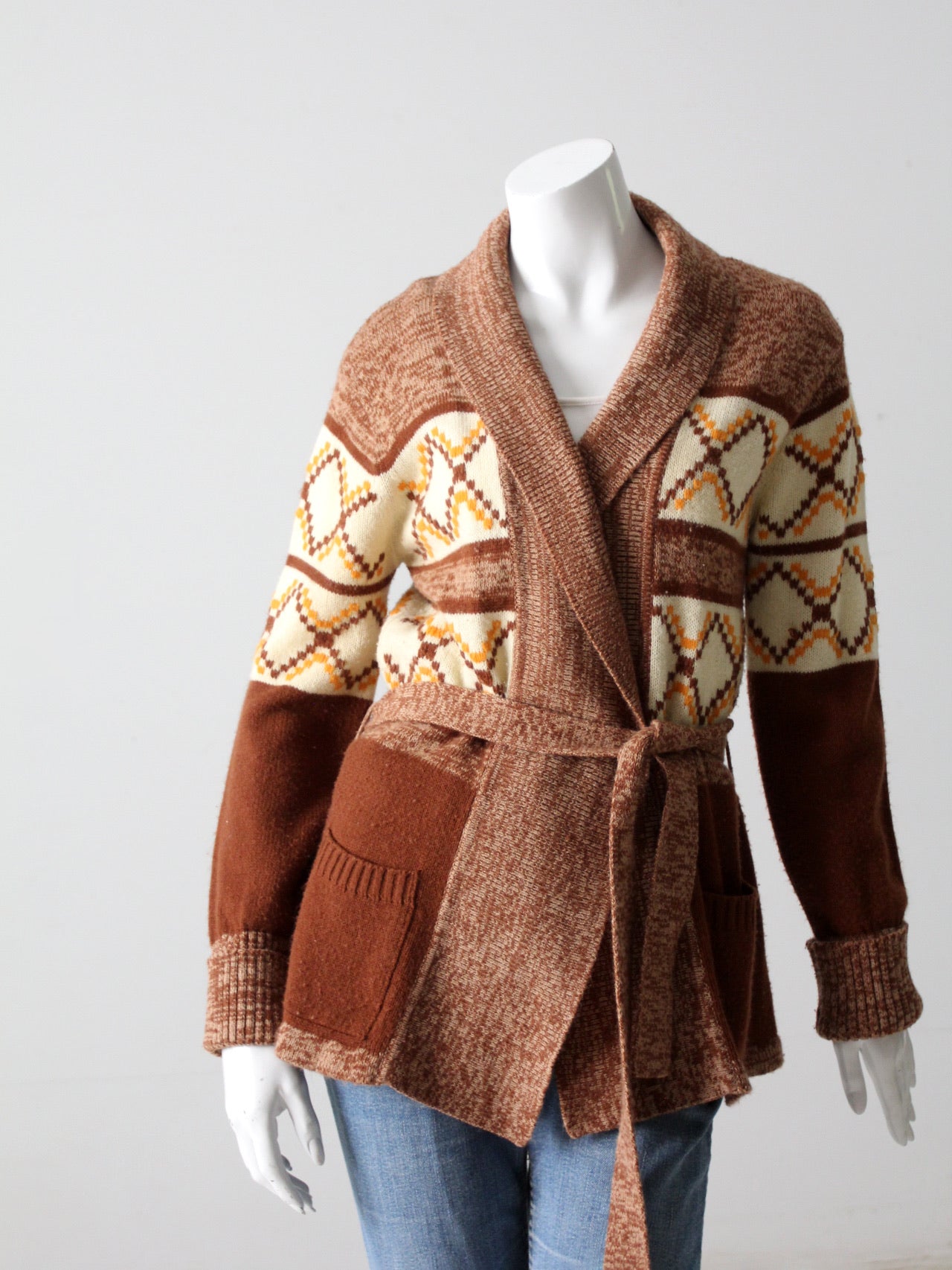 vintage 70s hippie wrap sweater