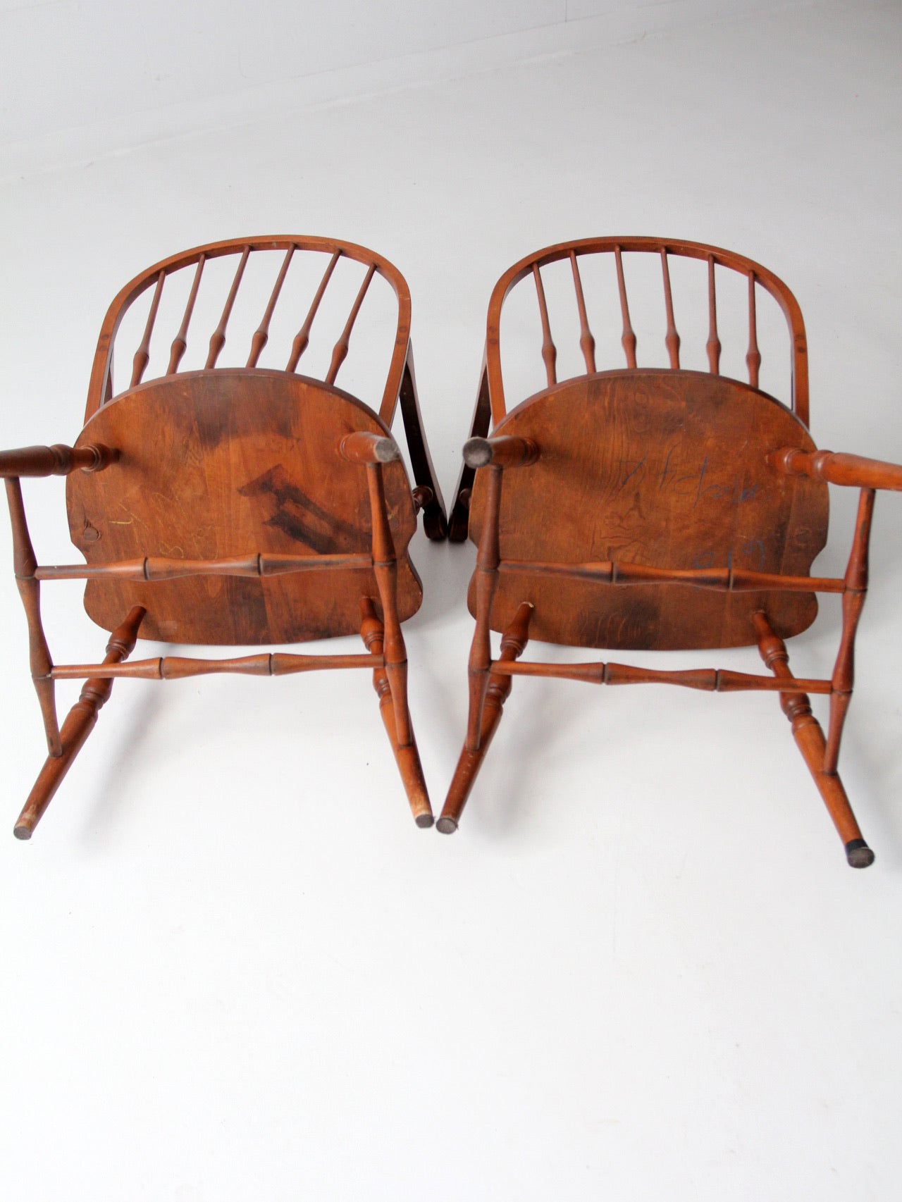 antique Windsor arm chairs pair