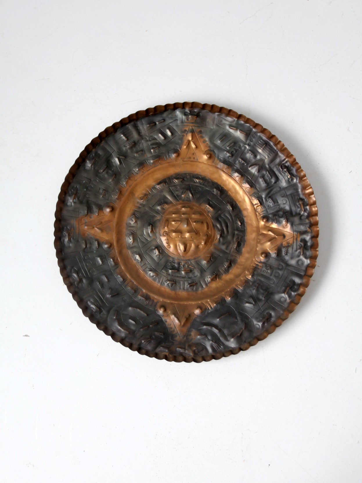 mid-century decorative Mexican copper plate