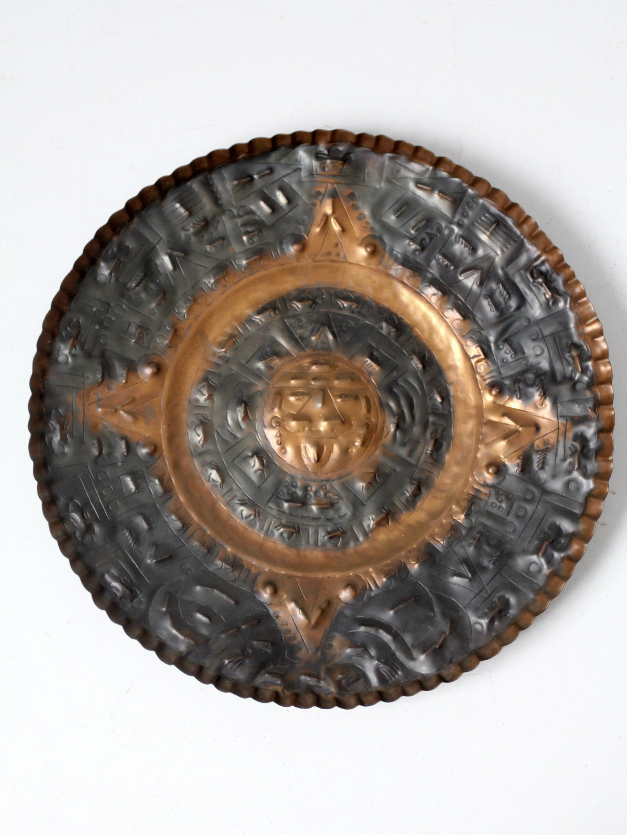 mid-century decorative Mexican copper plate