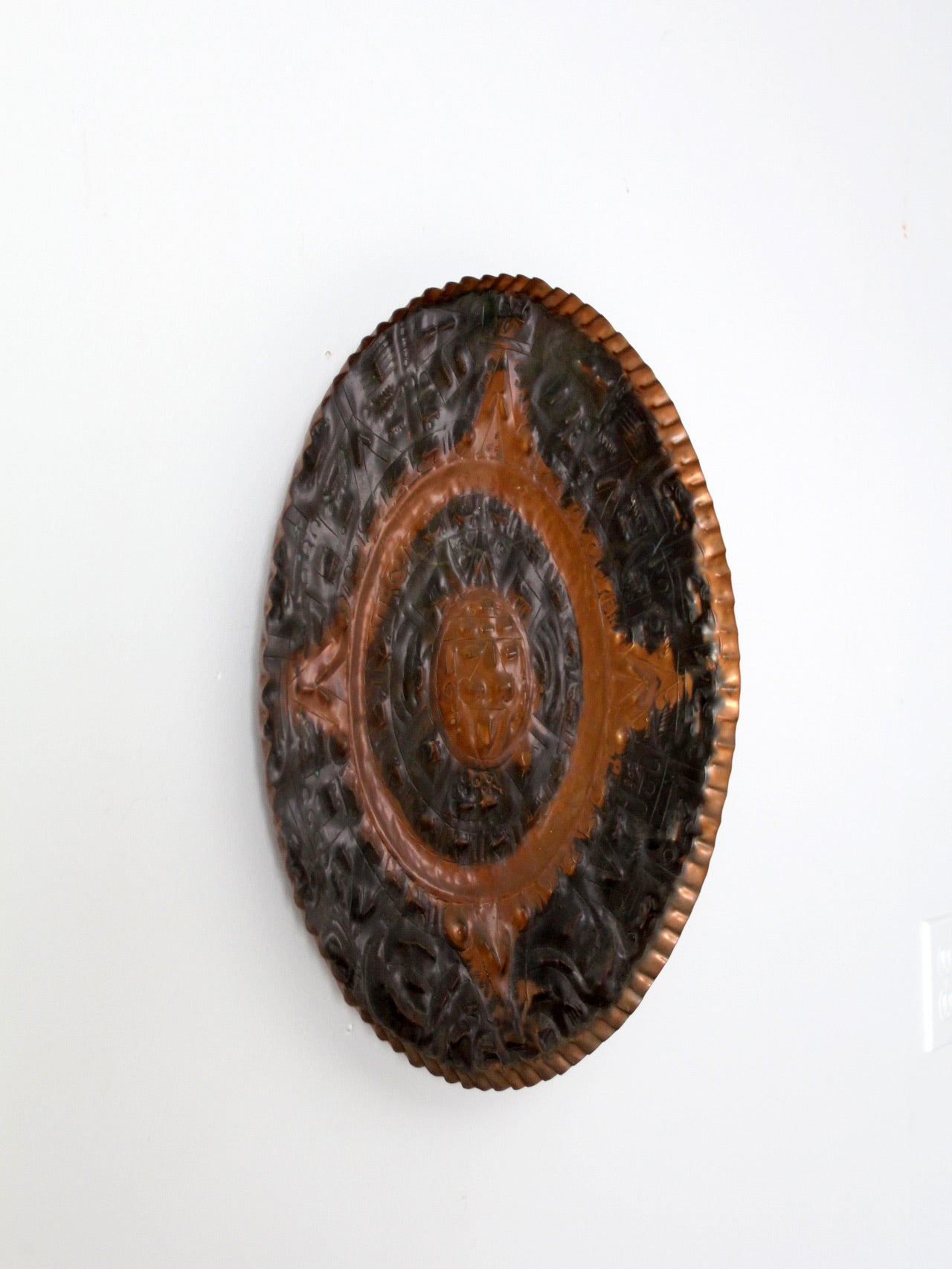 mid-century decorative Mexican copper plate