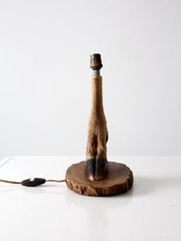 vintage European mounted deer hoof table lamp