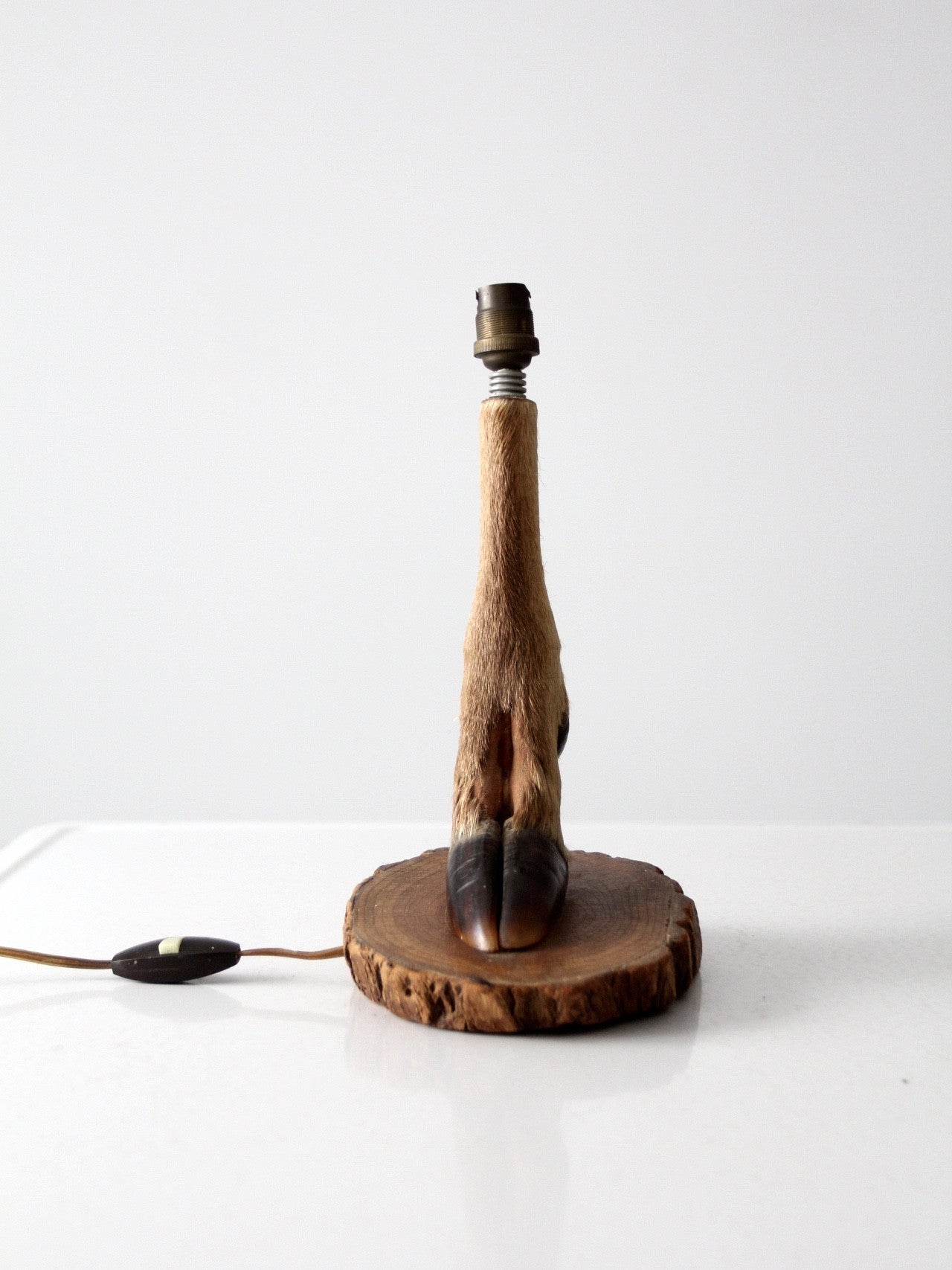 vintage European mounted deer hoof table lamp