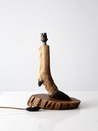 vintage European mounted deer hoof table lamp