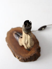 vintage European mounted deer hoof table lamp