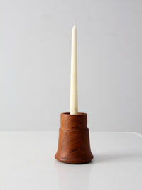 mid-century wooden candlestick holder