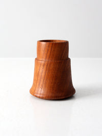 mid-century wooden candlestick holder
