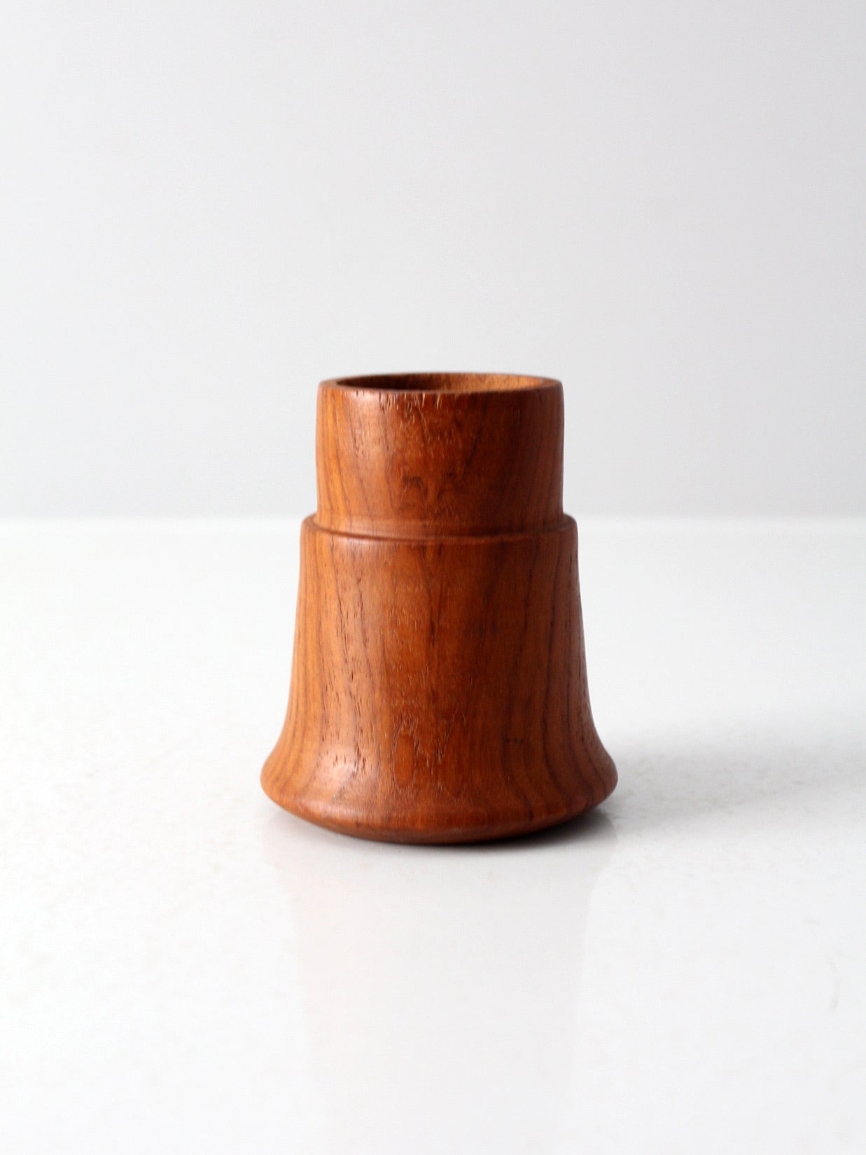 mid-century wooden candlestick holder