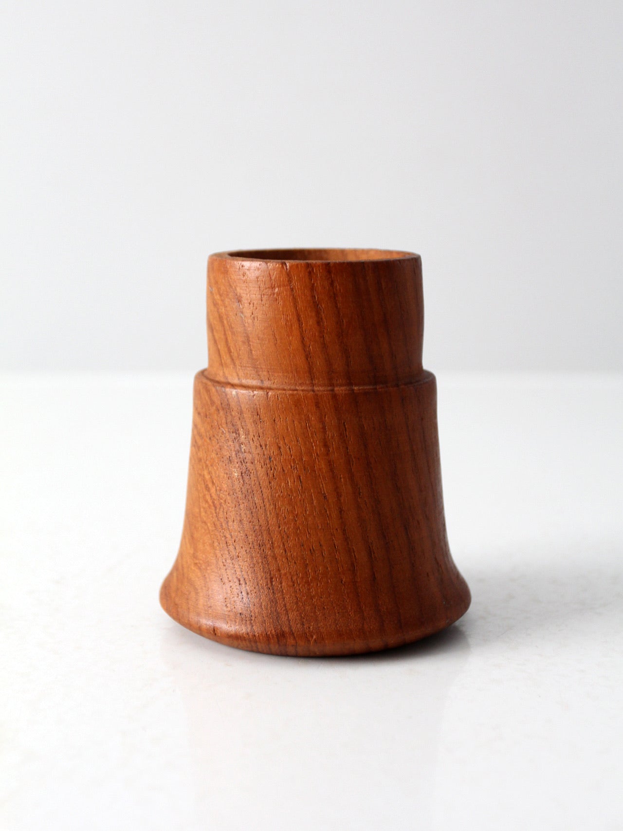 mid-century wooden candlestick holder