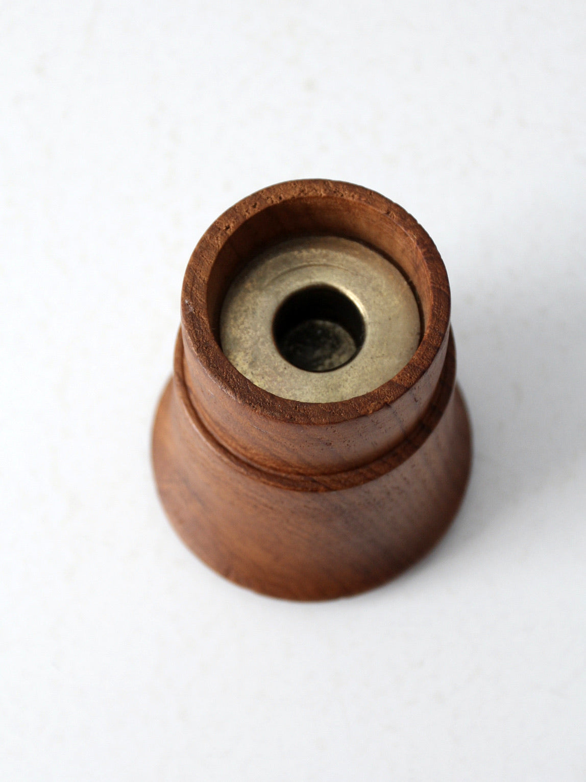 mid-century wooden candlestick holder