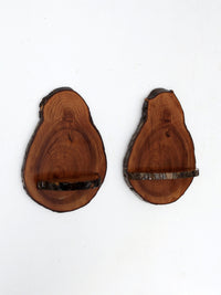 vintage live edge rustic wall shelves pair
