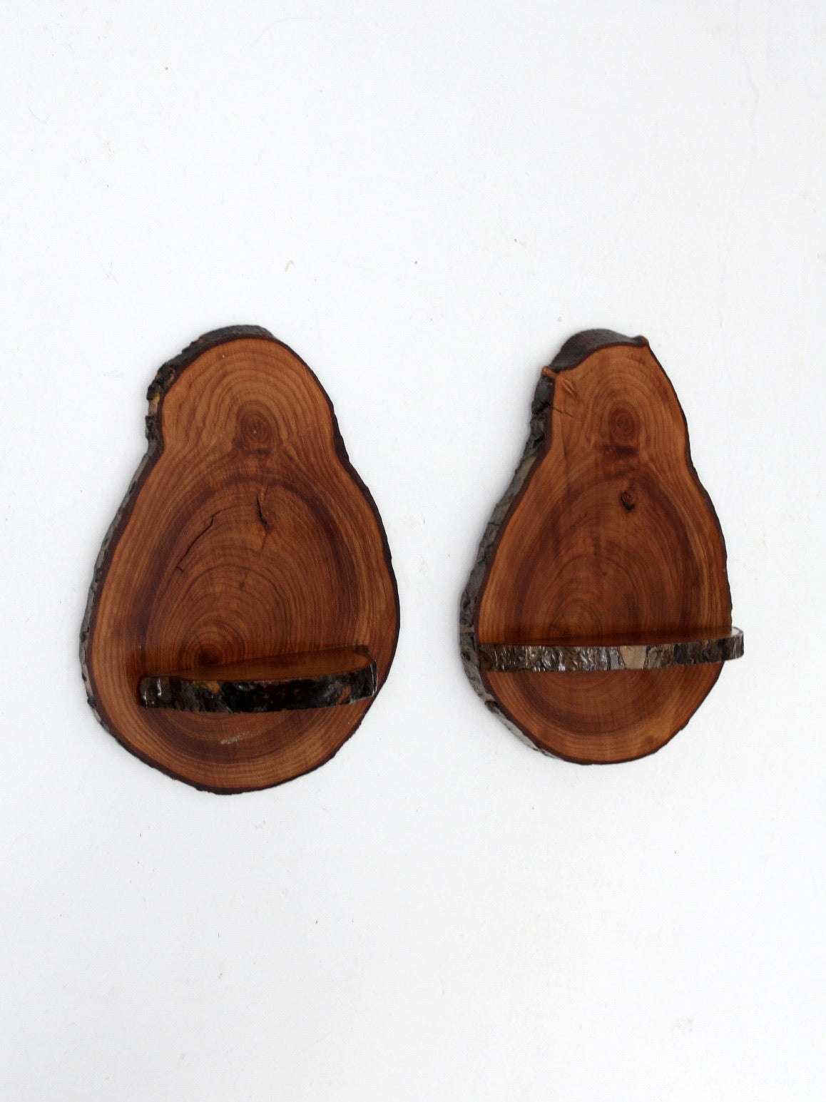 vintage live edge rustic wall shelves pair