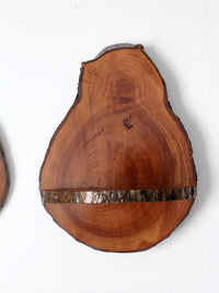 vintage live edge rustic wall shelves pair