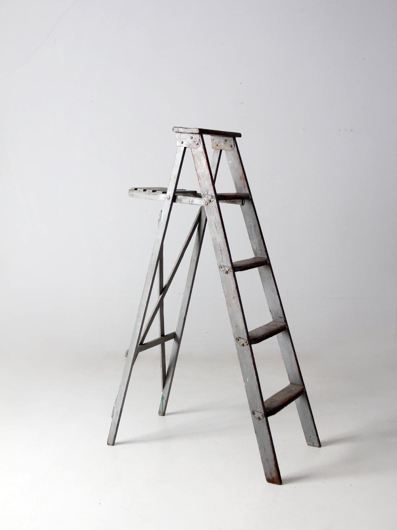 vintage wooden painters ladder