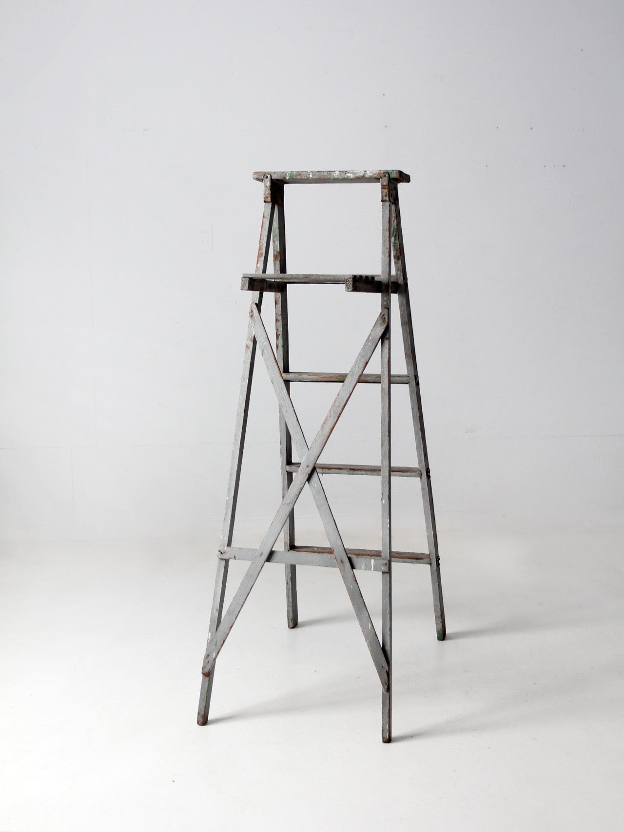 vintage wooden painters ladder