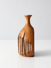 mid century live edge wood vase