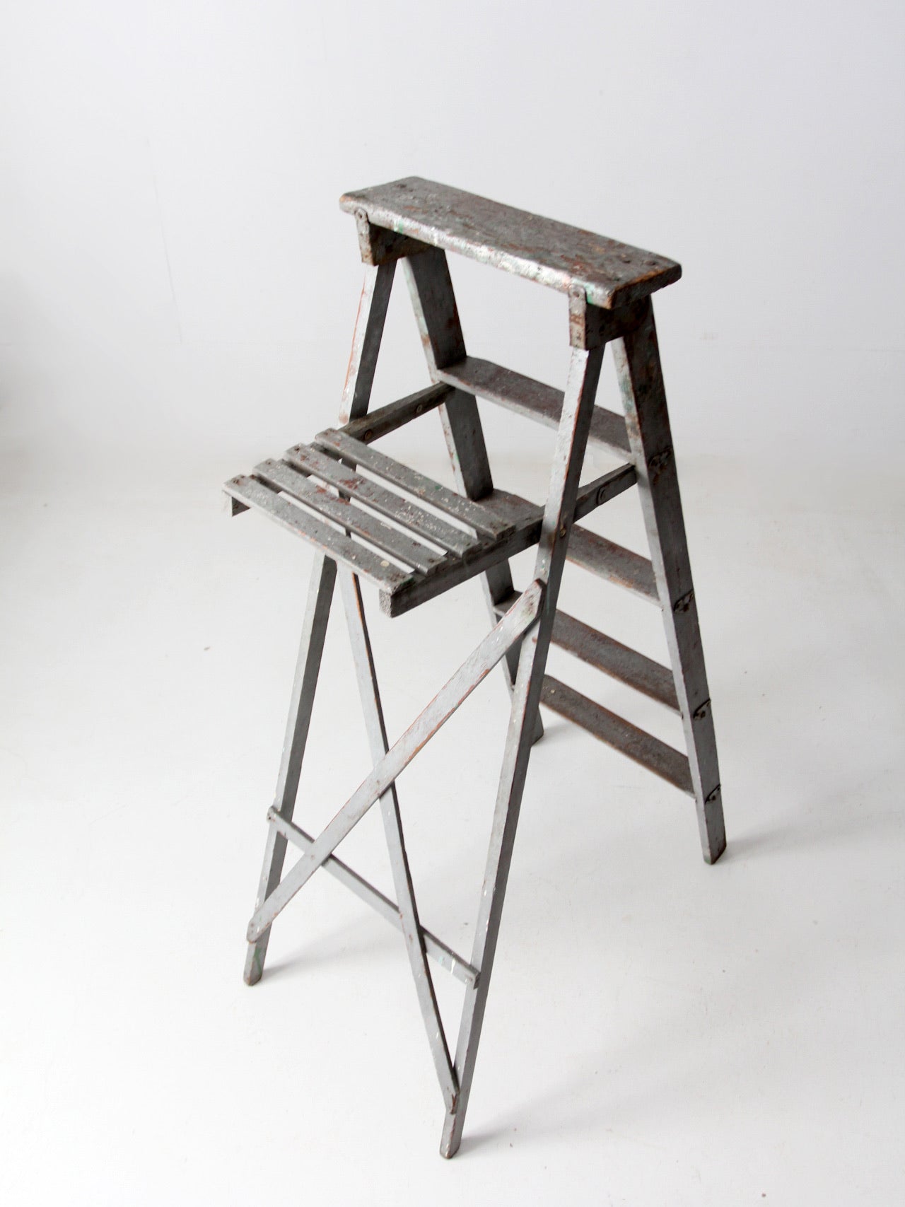 vintage wooden painters ladder