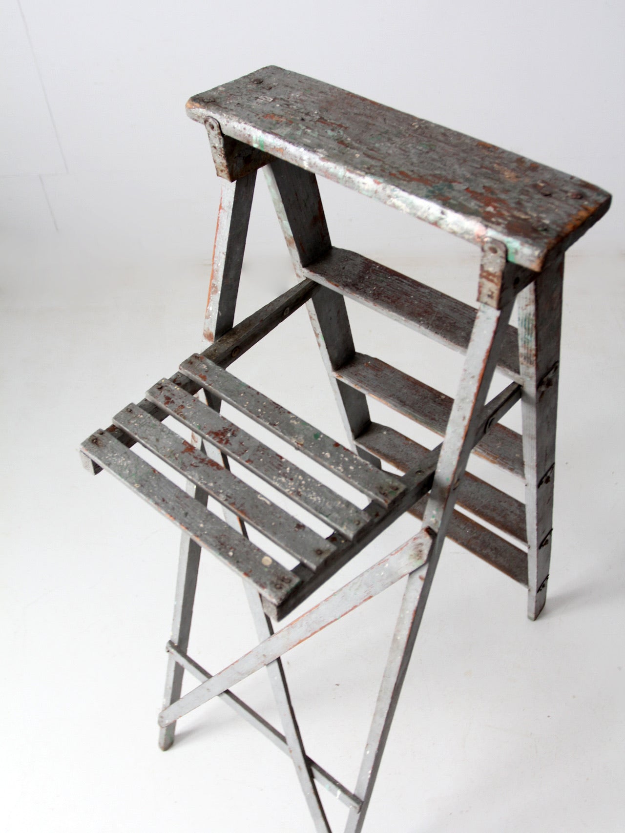 vintage wooden painters ladder
