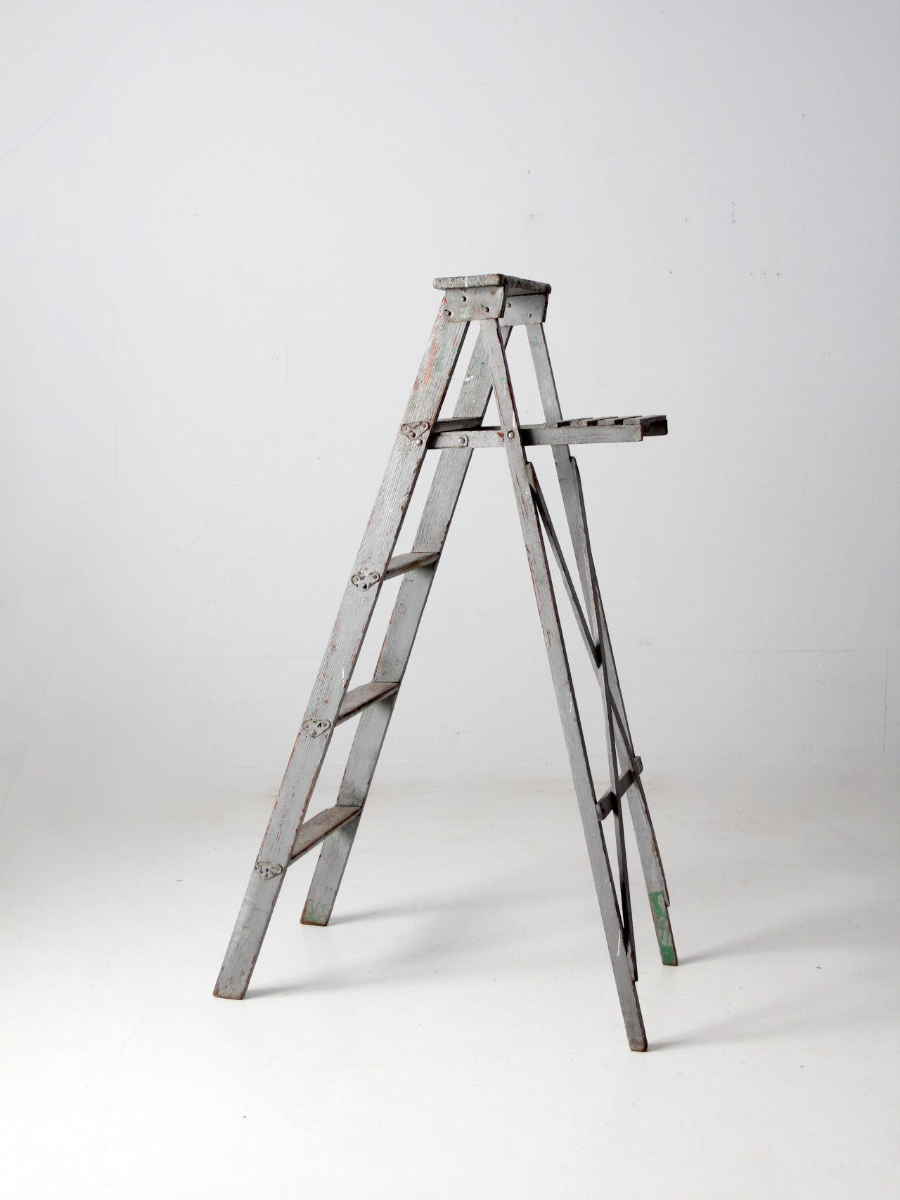 vintage wooden painters ladder