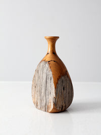 mid century live edge wood vase