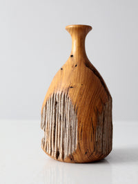 mid century live edge wood vase