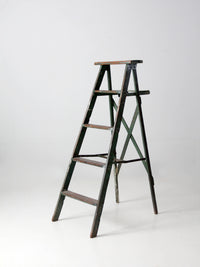 vintage green painted wood ladder