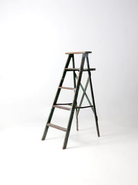 vintage green painted wood ladder