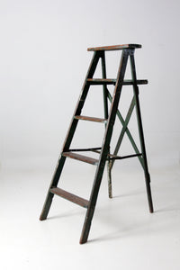 vintage green painted wood ladder