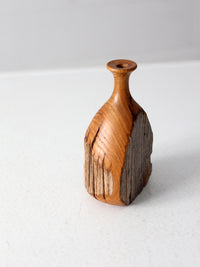 mid century live edge wood vase