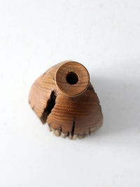 mid century live edge wood vase