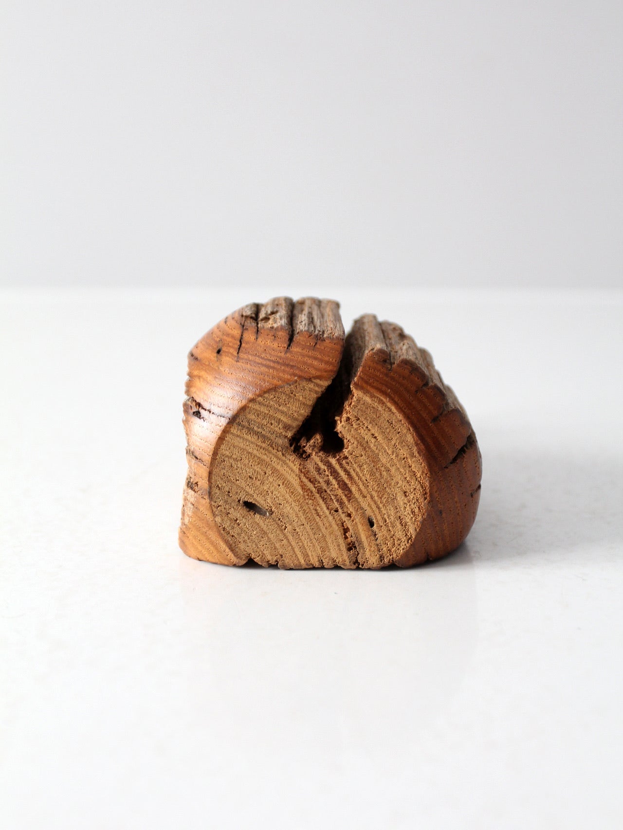 mid century live edge wood vase