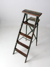 vintage green painted wood ladder