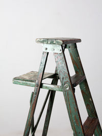 vintage green painted wood ladder