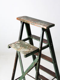 vintage green painted wood ladder