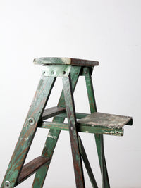 vintage green painted wood ladder