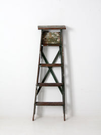 vintage green painted wood ladder