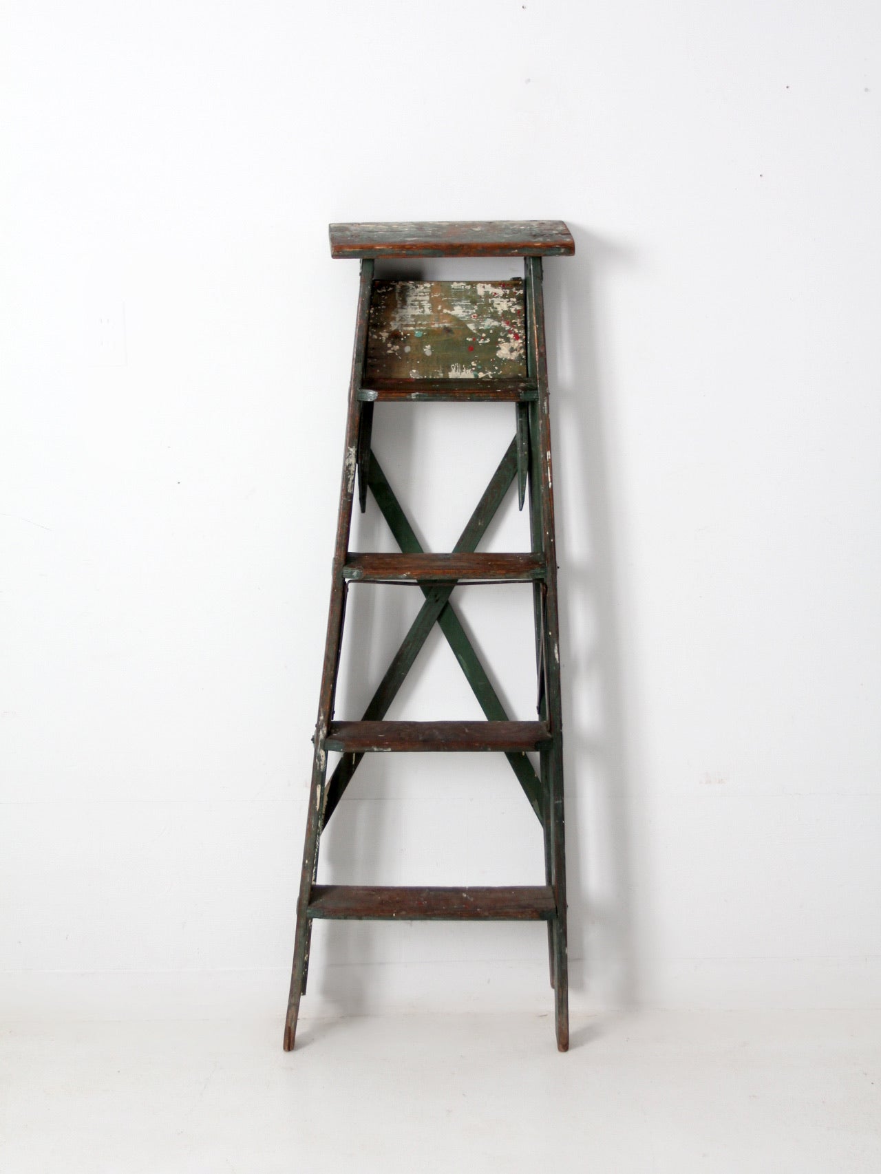 vintage green painted wood ladder