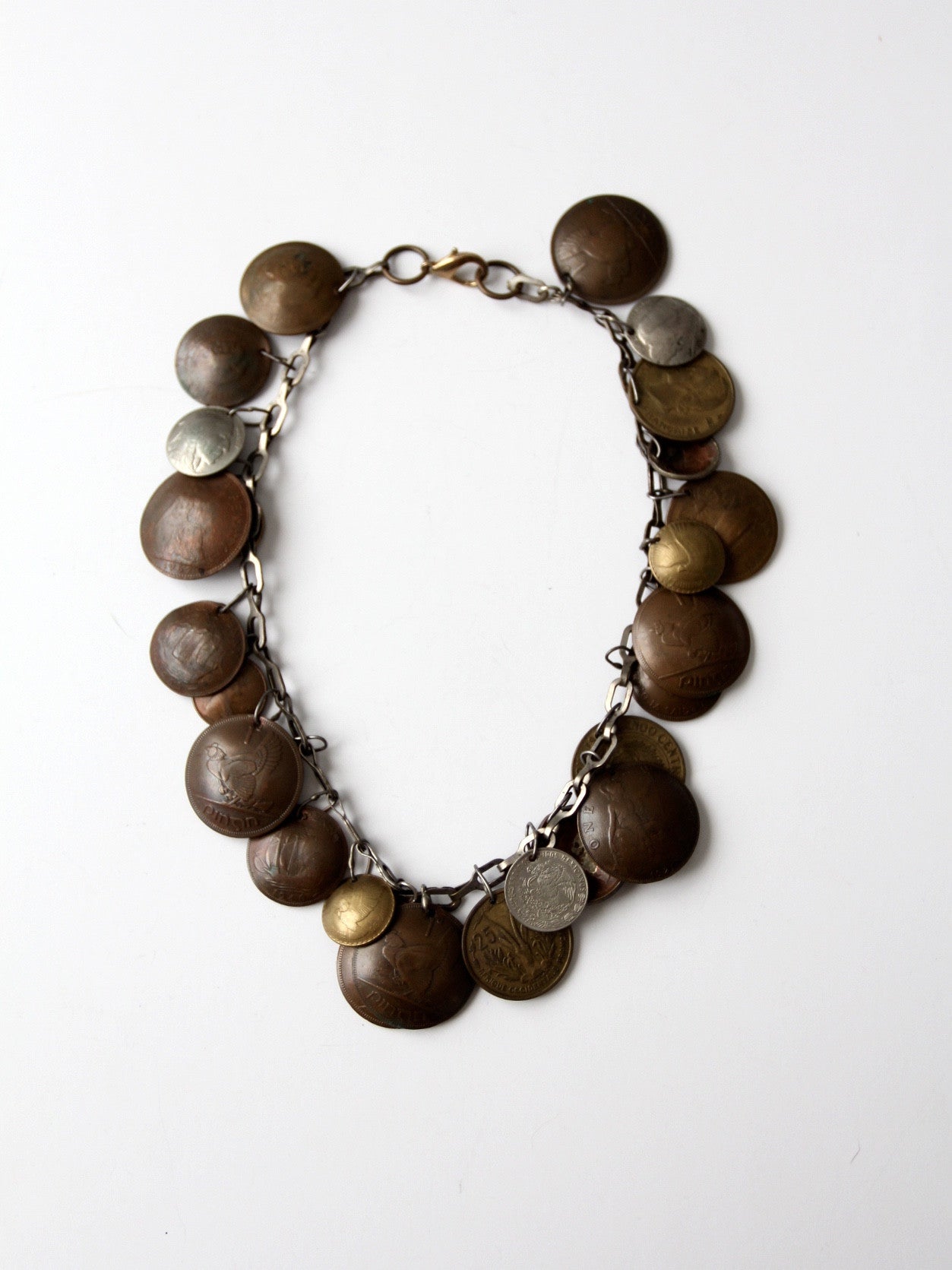vintage world coin necklace