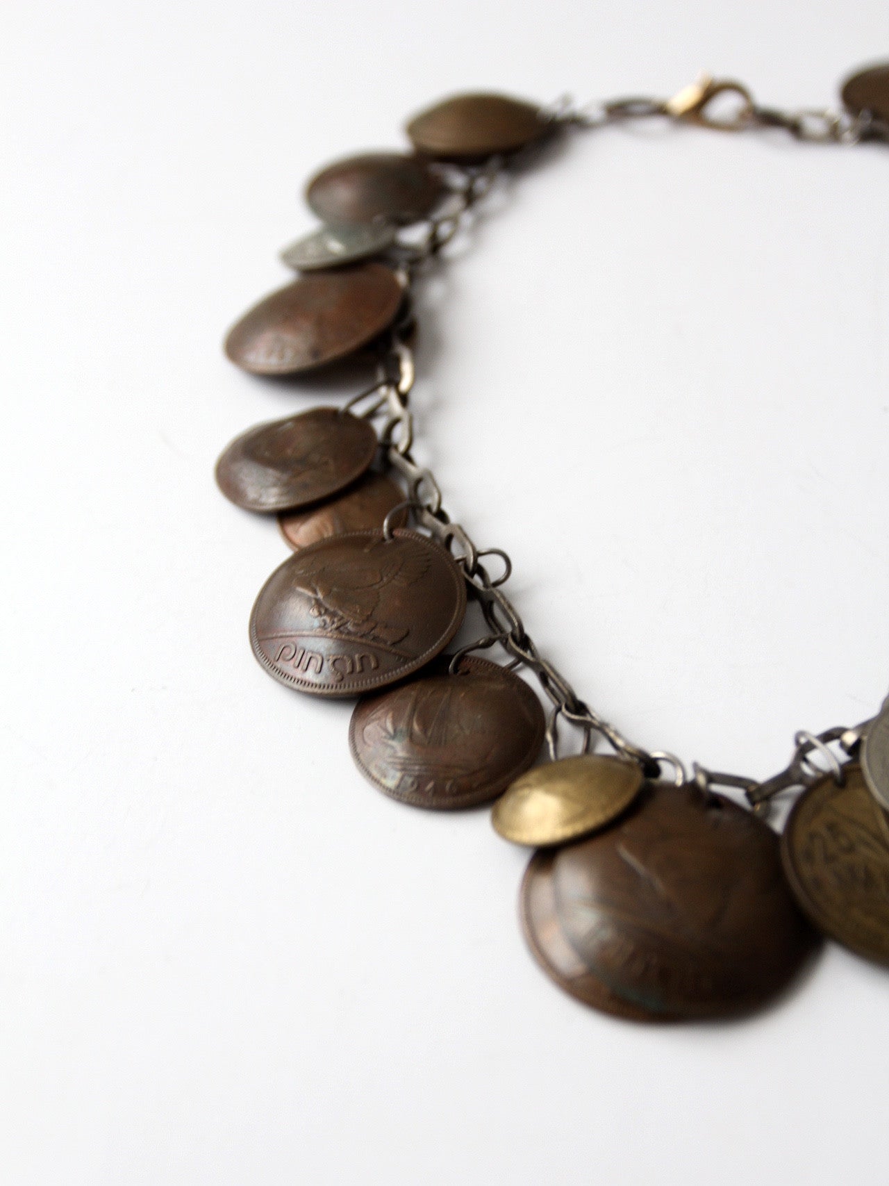 vintage world coin necklace