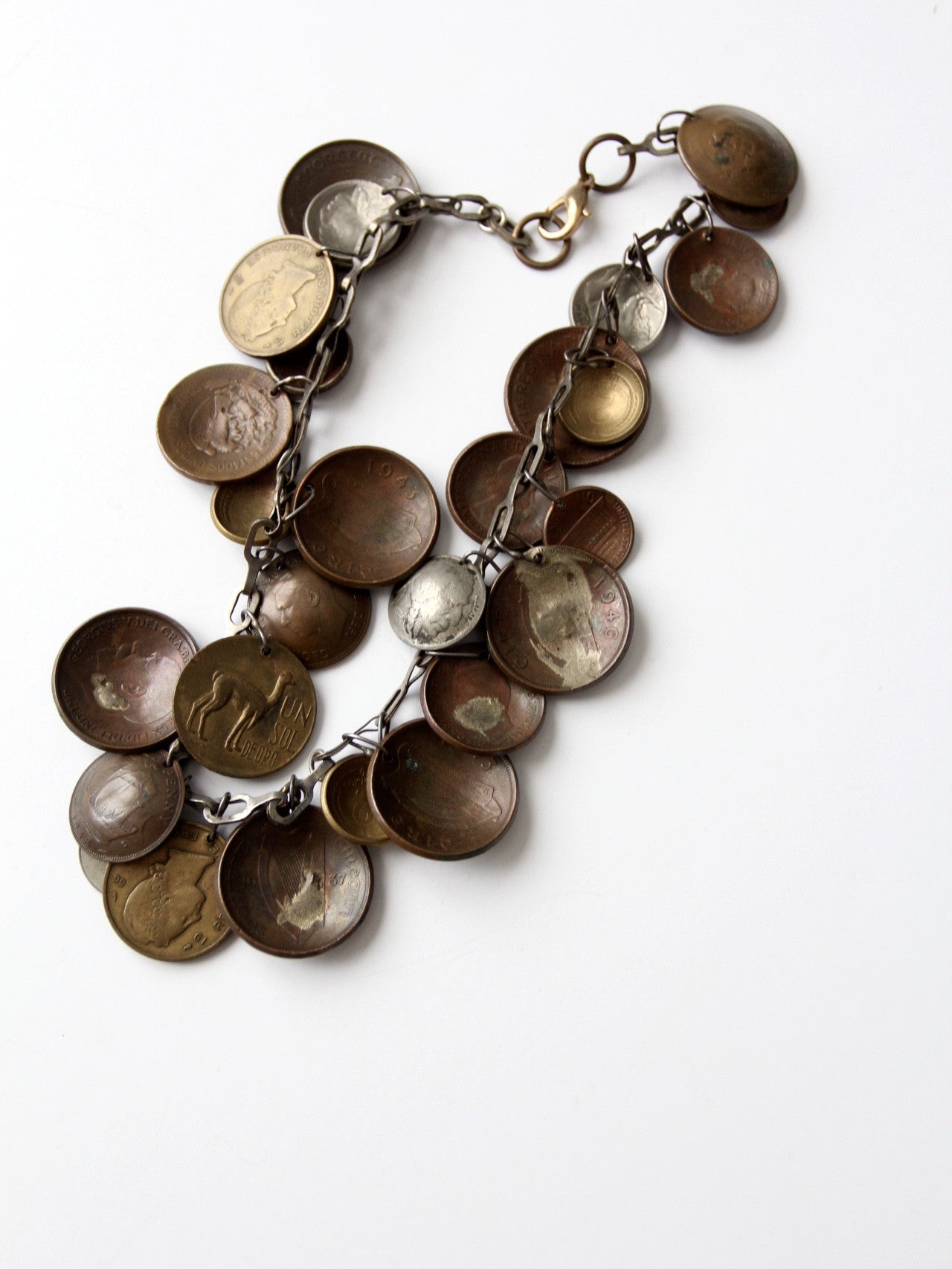vintage world coin necklace
