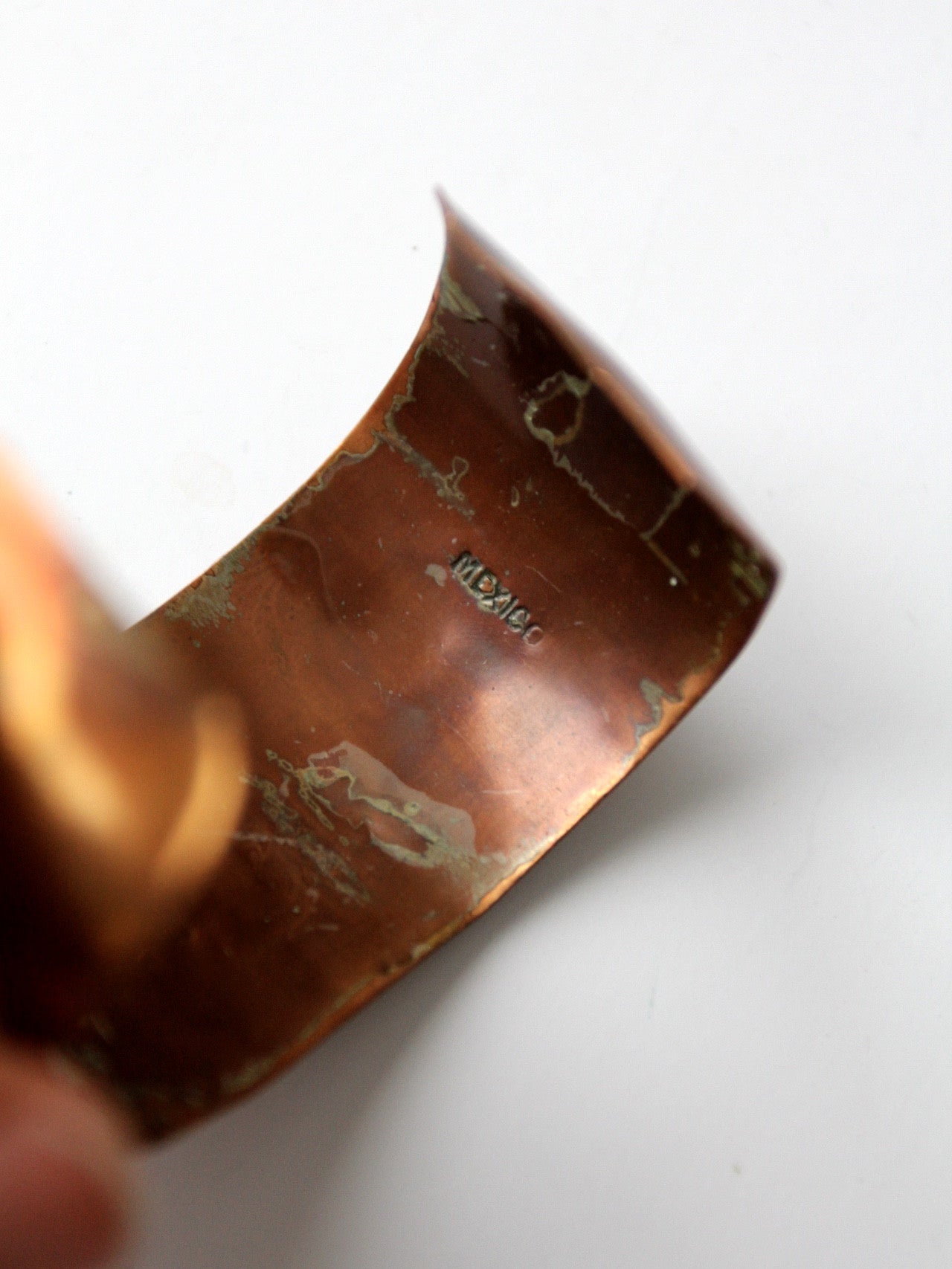 vintage Mexican copper cuff with brass sun pyramid